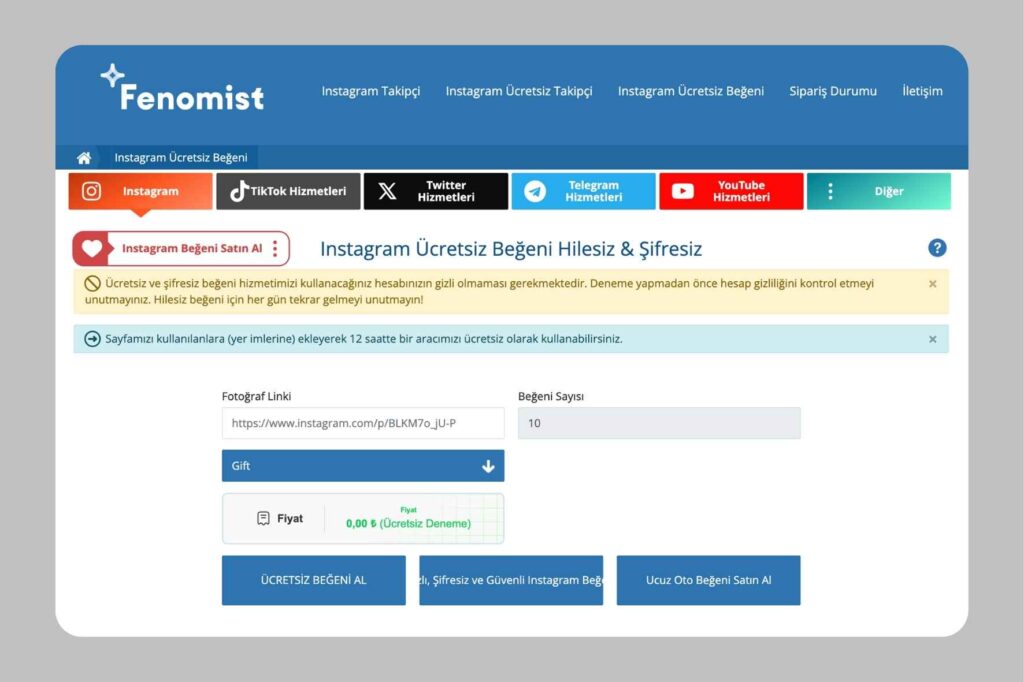 fenomist ücretsiz instagram beğeni hilesi