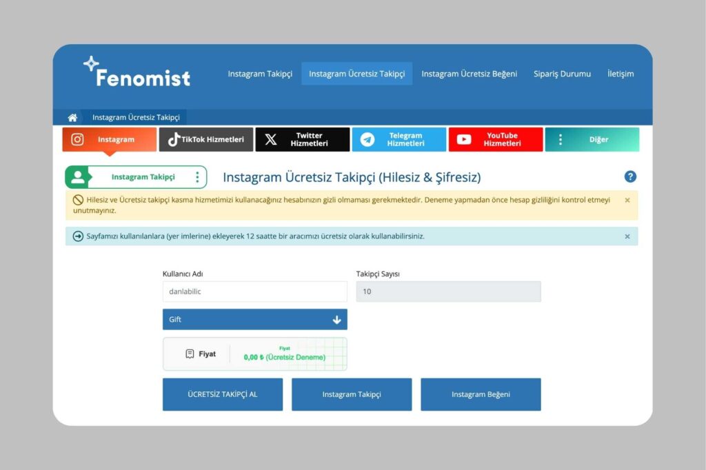 Fenomist Ücretsiz İnstagram Takipçi Hilesi
