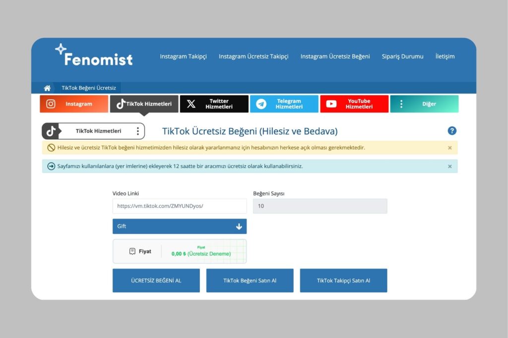 Fenomist Ücretsiz Tiktok Beğeni Hilesi