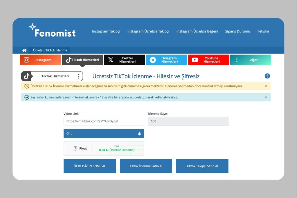 Fenomist Ücretsiz Tiktok İzlenme Hilesi