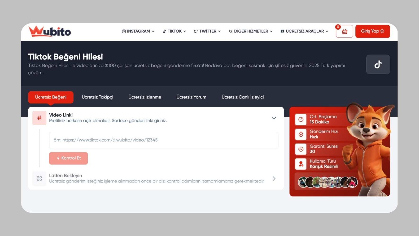 Wubito Ücretsiz Tiktok Beğeni Hilesi