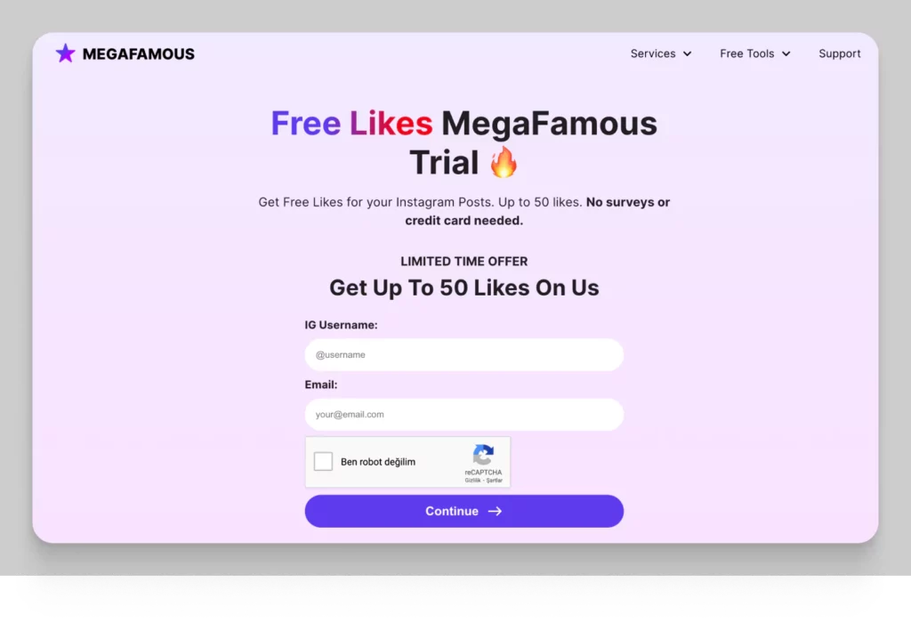 MegaFamous Free Instagram Likes