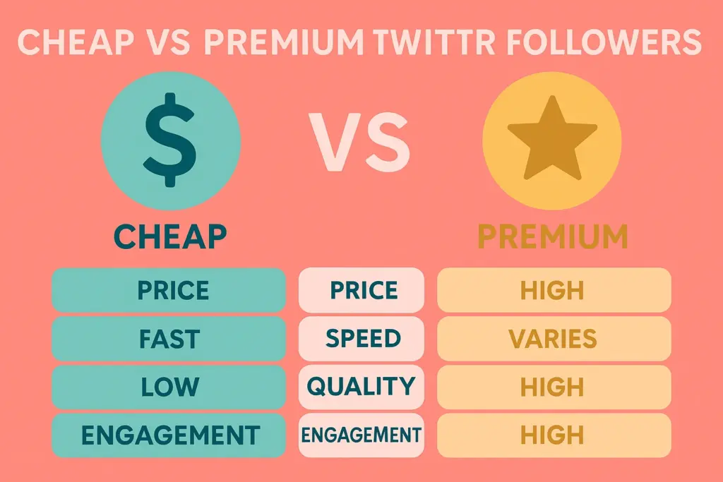 comparation cheap and premium twitter followers