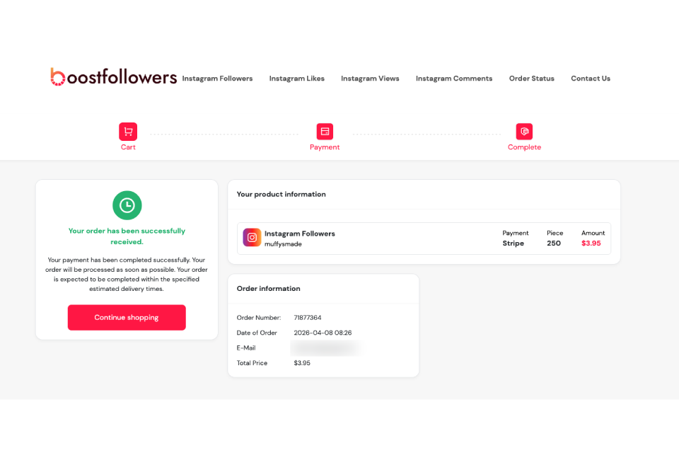 BoostFollowers order 1